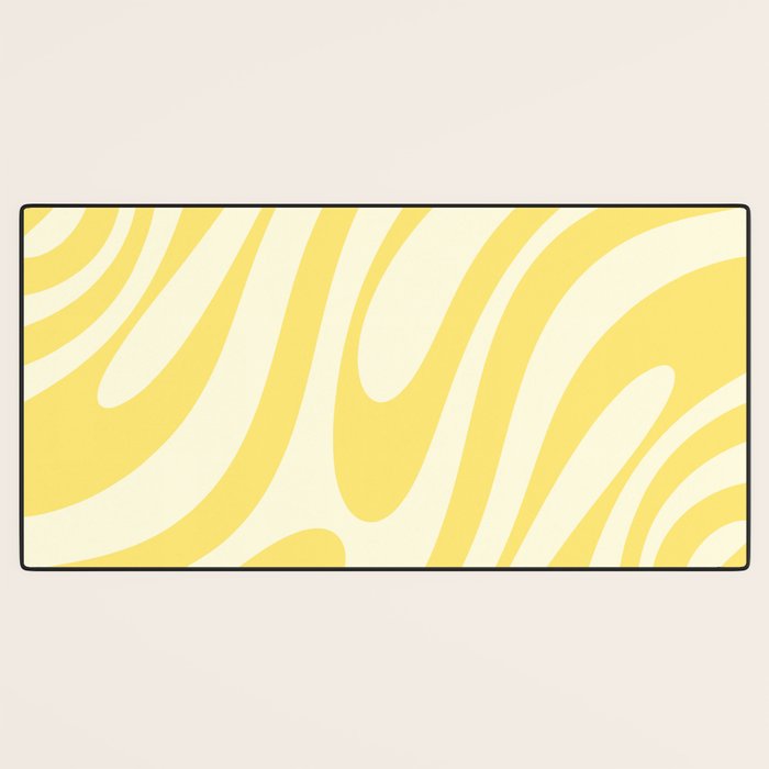 Wavy Loops Retro Abstract Pattern in Yellow Desk Mat Gallery Image 3