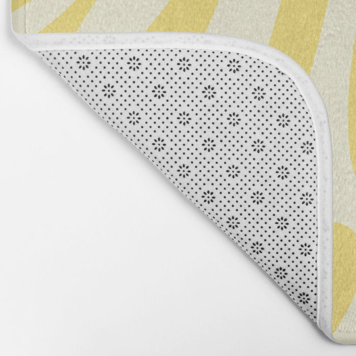Wavy Loops Retro Abstract Pattern in Yellow Bath Mat Gallery Image 2