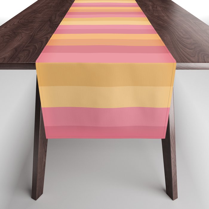 Mixed Stripes Pattern V Pink Yellow Orange Table Runner Gallery Image 1