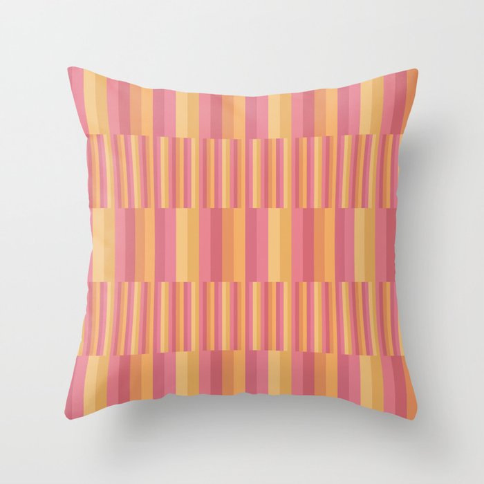 Mixed Stripes Pattern V Pink Yellow Orange Throw Pillow Gallery Image 1
