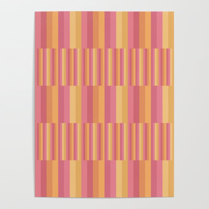 Mixed Stripes Pattern V Pink Yellow Orange Poster Gallery Image 4