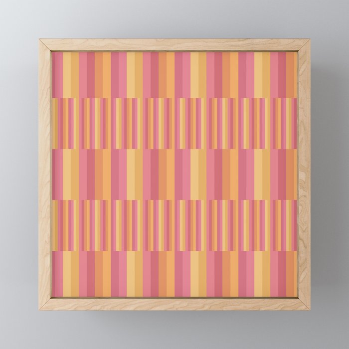 Mixed Stripes Pattern V Pink Yellow Orange Mini Art Print Gallery Image 1