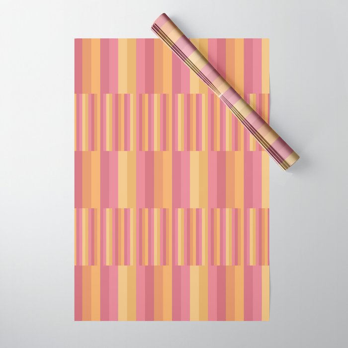 Mixed Stripes Pattern V Pink Yellow Orange Wrapping Paper Gallery Image 1