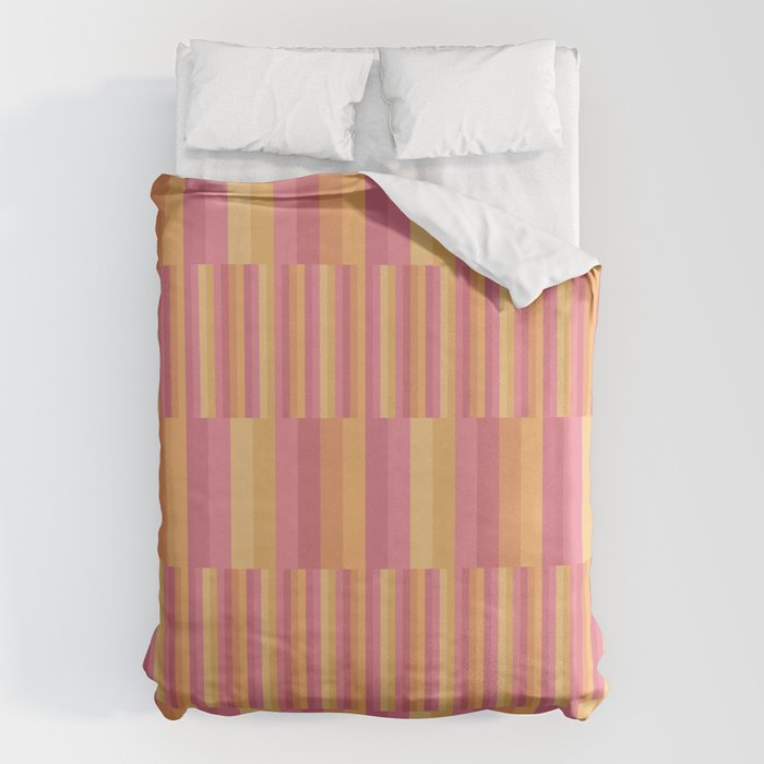 Mixed Stripes Pattern V Pink Yellow Orange Duvet Cover Gallery Image 6
