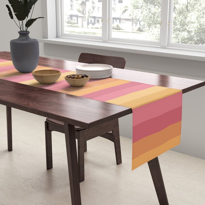 Mixed Stripes Pattern V Pink Yellow Orange Table Runner Gallery Image 2