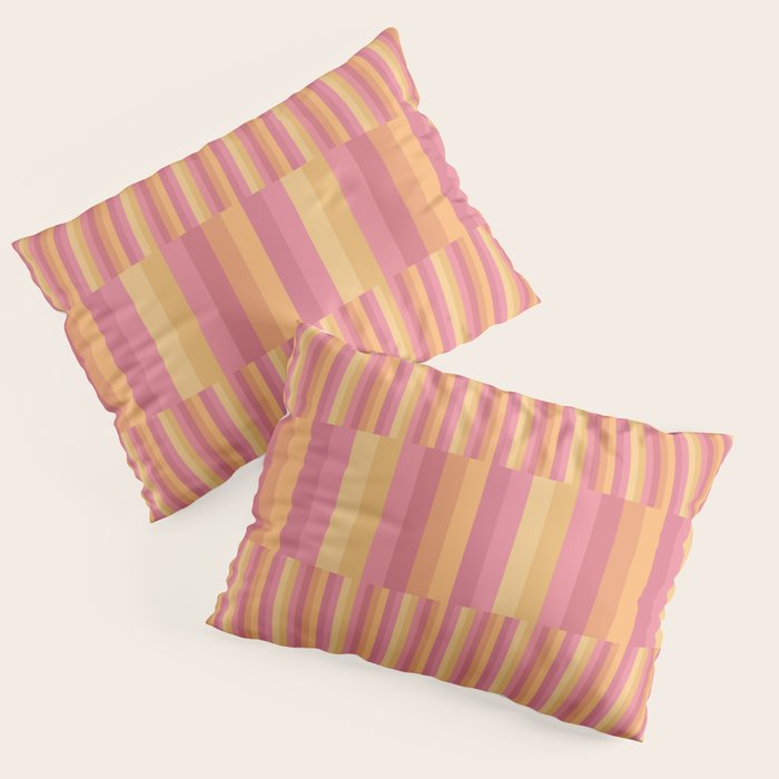 Mixed Stripes Pattern V Pink Yellow Orange Pillow Sham Gallery Image 3