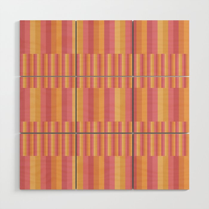 Mixed Stripes Pattern V Pink Yellow Orange Wood Wall Art Gallery Image 1