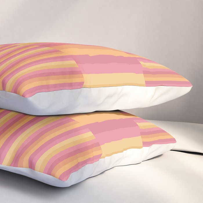 Mixed Stripes Pattern V Pink Yellow Orange Pillow Sham Gallery Image 3