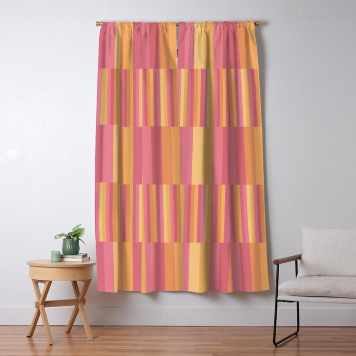 Mixed Stripes Pattern V Pink Yellow Orange Window Curtain Gallery Image 5