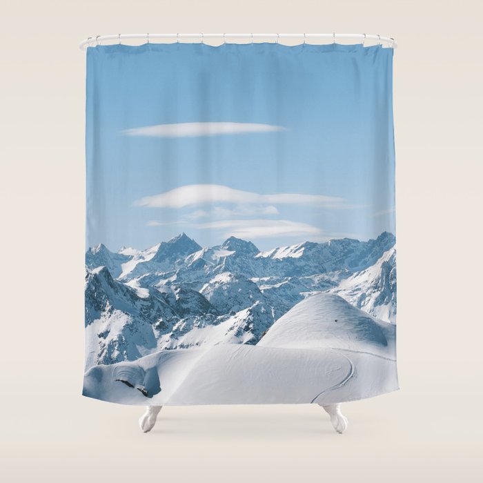 Snowy mountain range Shower Curtain Gallery Image 1