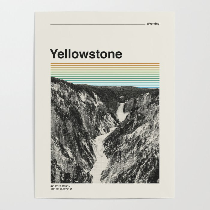 Retro Travel Print Yellowstone National Park Poster Gallery Image 1