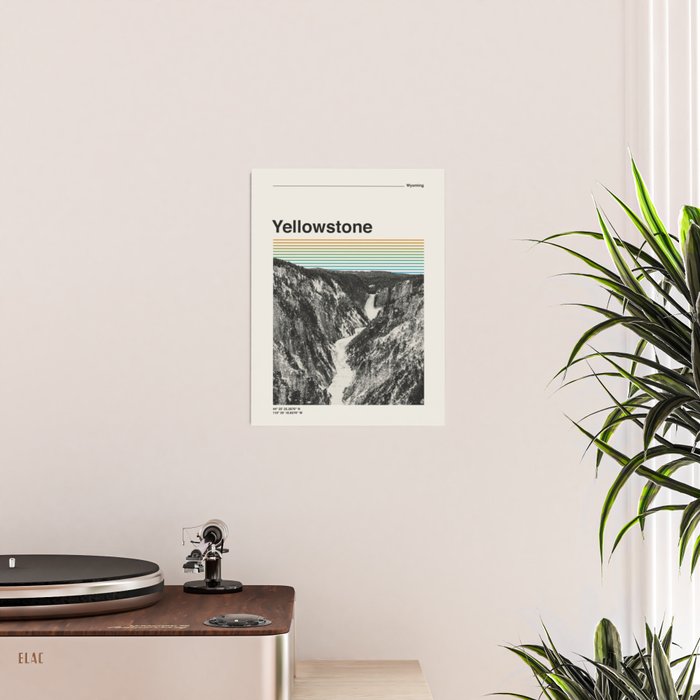 Retro Travel Print Yellowstone National Park Poster Gallery Image 2