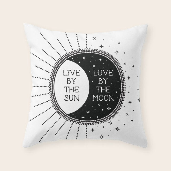 Live by the Sun Love by the Moon Throw Pillow Gallery Image 1
