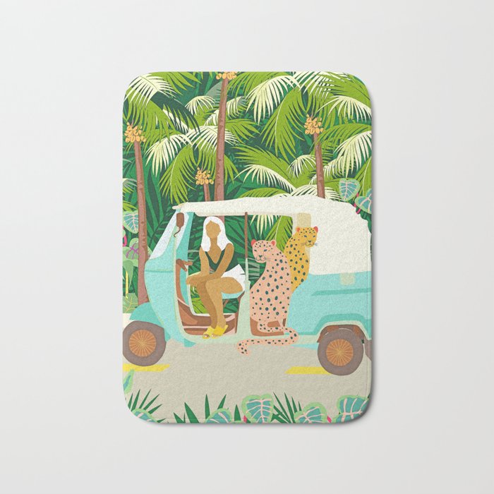 Rikshaw ride with Javan leopards in Bali | Tropical Nature Jungle Bohemian Wildlife Travel Bath Mat Gallery Image 1