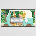 Rikshaw ride with Javan leopards in Bali | Tropical Nature Jungle Bohemian Wildlife Travel Desk Mat Gallery Image 1