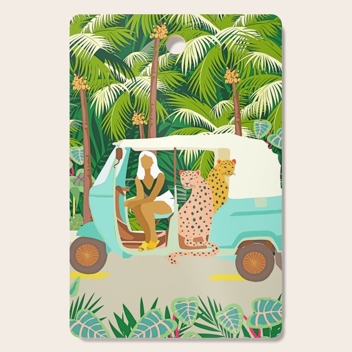 Rikshaw ride with Javan leopards in Bali | Tropical Nature Jungle Bohemian Wildlife Travel Cutting Board Gallery Image 1