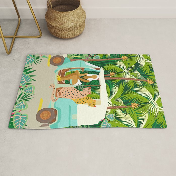 Rikshaw ride with Javan leopards in Bali | Tropical Nature Jungle Bohemian Wildlife Travel Rug Gallery Image 1