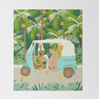 Rikshaw ride with Javan leopards in Bali | Tropical Nature Jungle Bohemian Wildlife Travel Throw Blanket Gallery Image 2