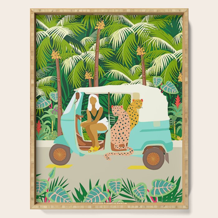 Rikshaw ride with Javan leopards in Bali | Tropical Nature Jungle Bohemian Wildlife Travel Serving Tray Gallery Image 1