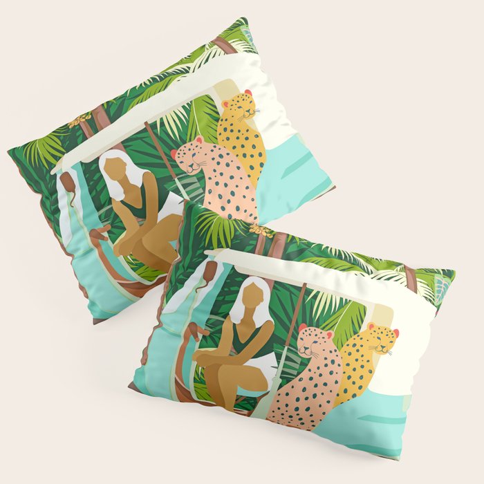 Rikshaw ride with Javan leopards in Bali | Tropical Nature Jungle Bohemian Wildlife Travel Pillow Sham Gallery Image 3