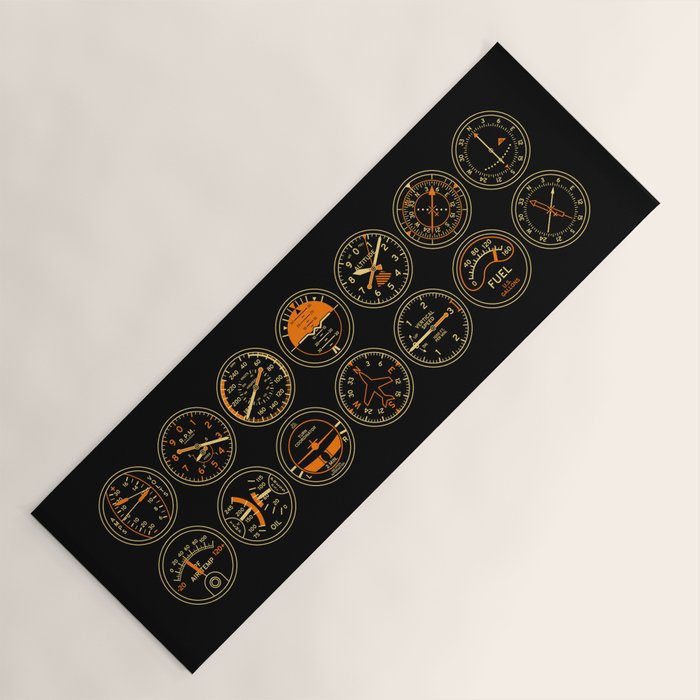 Aircraft Flight Instruments - Full Black Yoga Mat Gallery Image 1
