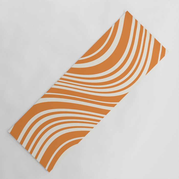Wavy Stripes XLVI - Retro Orange Yoga Mat Gallery Image 1