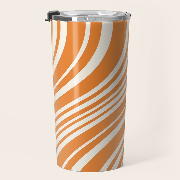 Wavy Stripes XLVI - Retro Orange Travel Mug Gallery Image 3