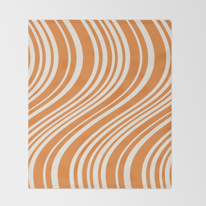 Wavy Stripes XLVI - Retro Orange Throw Blanket Gallery Image 2