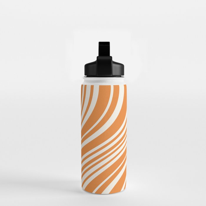 Wavy Stripes XLVI - Retro Orange Water Bottle Gallery Image 2