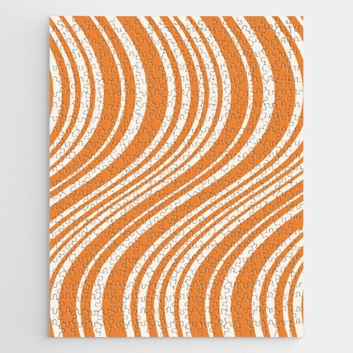 Wavy Stripes XLVI - Retro Orange Jigsaw Puzzle Gallery Image 1