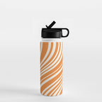 Wavy Stripes XLVI - Retro Orange Water Bottle Gallery Image 1
