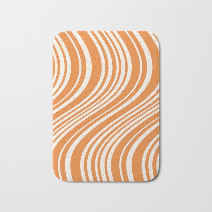 Wavy Stripes XLVI - Retro Orange Bath Mat Gallery Image 1