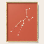 Taurus Zodiac Star Constellation Line Art Coral Red Serving Tray Gallery Image 1