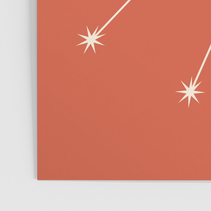 Taurus Zodiac Star Constellation Line Art Coral Red Poster Gallery Image 3
