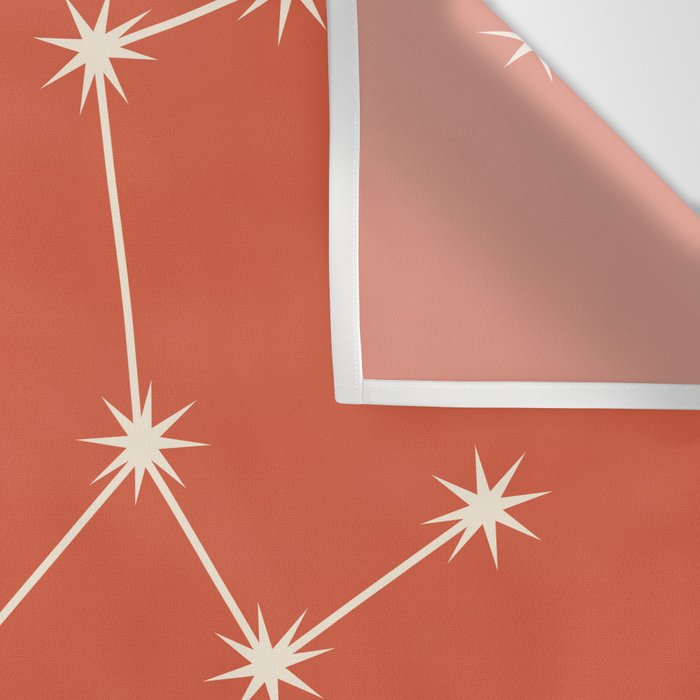 Taurus Zodiac Star Constellation Line Art Coral Red Wall Tapestry Gallery Image 3