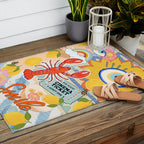 Eclectic Boho Summer Poster ,Good Vibes, Citrus, Sea Life Outdoor Rug Gallery Image 2