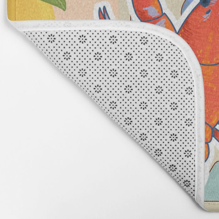 Eclectic Boho Summer Poster ,Good Vibes, Citrus, Sea Life Bath Mat Gallery Image 2