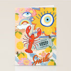 Eclectic Boho Summer Poster ,Good Vibes, Citrus, Sea Life Stationery Card Gallery Image 2