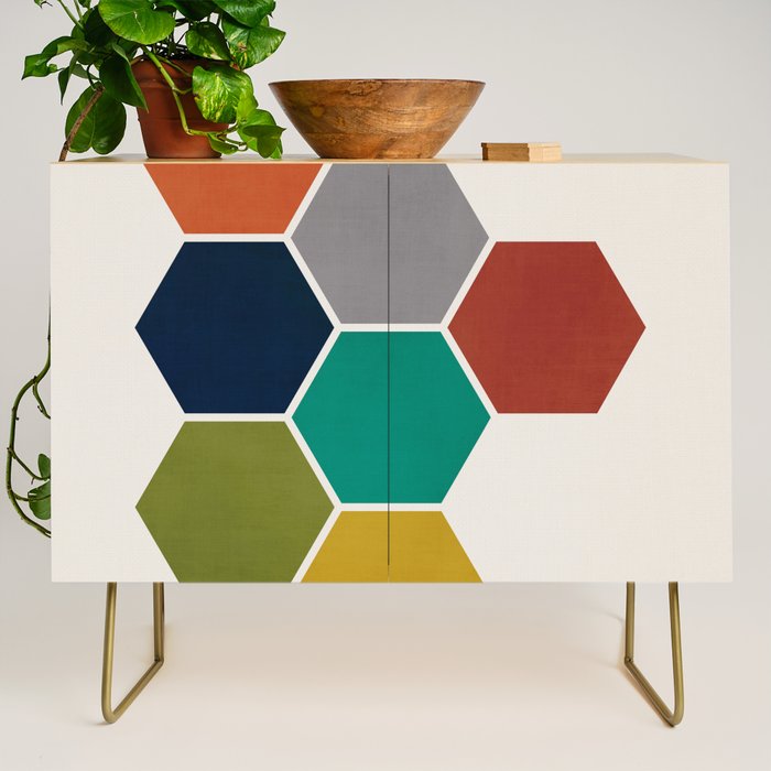 Mid-Century Modern Honeycomb Credenza Gallery Image 1