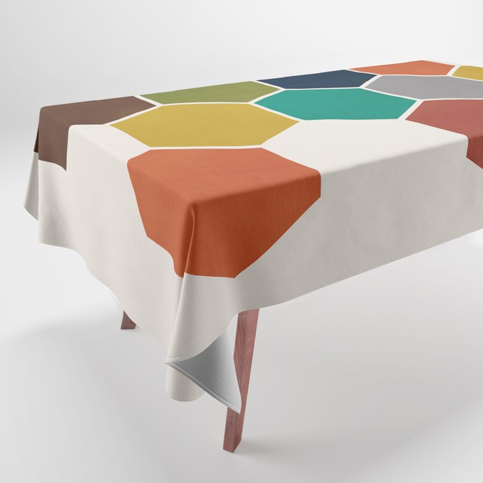 Mid-Century Modern Honeycomb Tablecloth Gallery Image 1