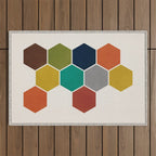 Mid-Century Modern Honeycomb Outdoor Rug Gallery Image 1