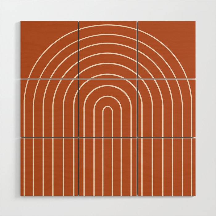 Minimal Arch XX Red Modern Geometric Lines Wood Wall Art Gallery Image 1