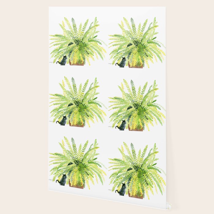 Cat and Fern Wallpaper Gallery Image 2