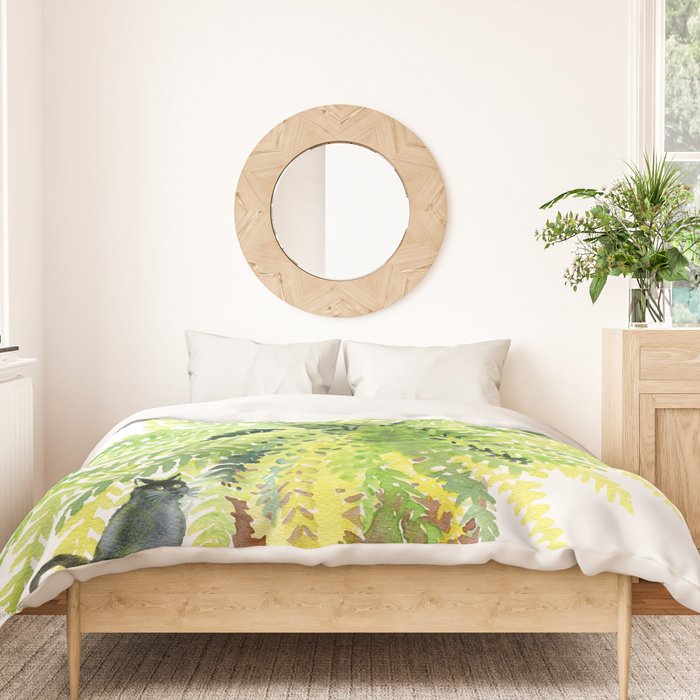 Cat and Fern Duvet Cover Gallery Image 3