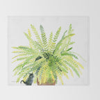Cat and Fern Throw Blanket Gallery Image 2