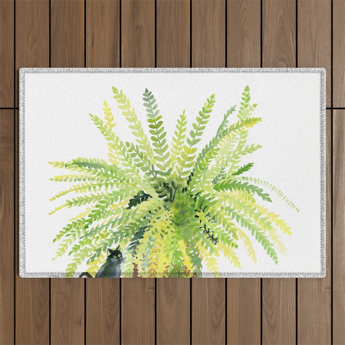 Cat and Fern Outdoor Rug Gallery Image 1