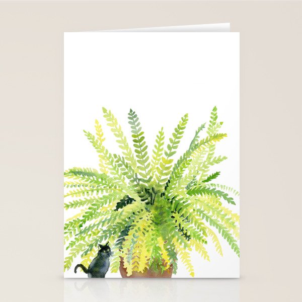 Cat and Fern Stationery Card Gallery Image 2