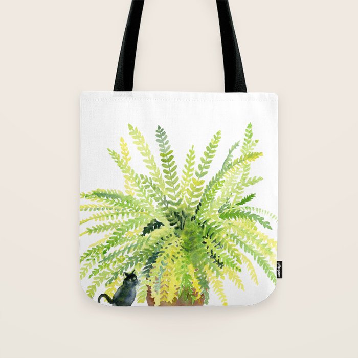 Cat and Fern Tote Bag Gallery Image 1