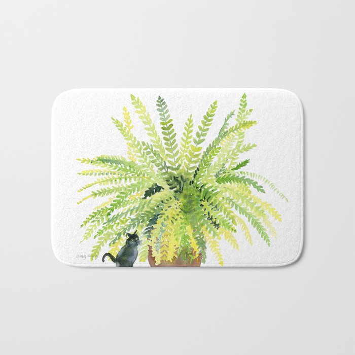 Cat and Fern Bath Mat Gallery Image 1