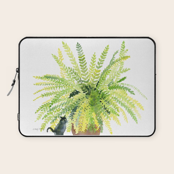 Cat and Fern Laptop Sleeve Gallery Image 1